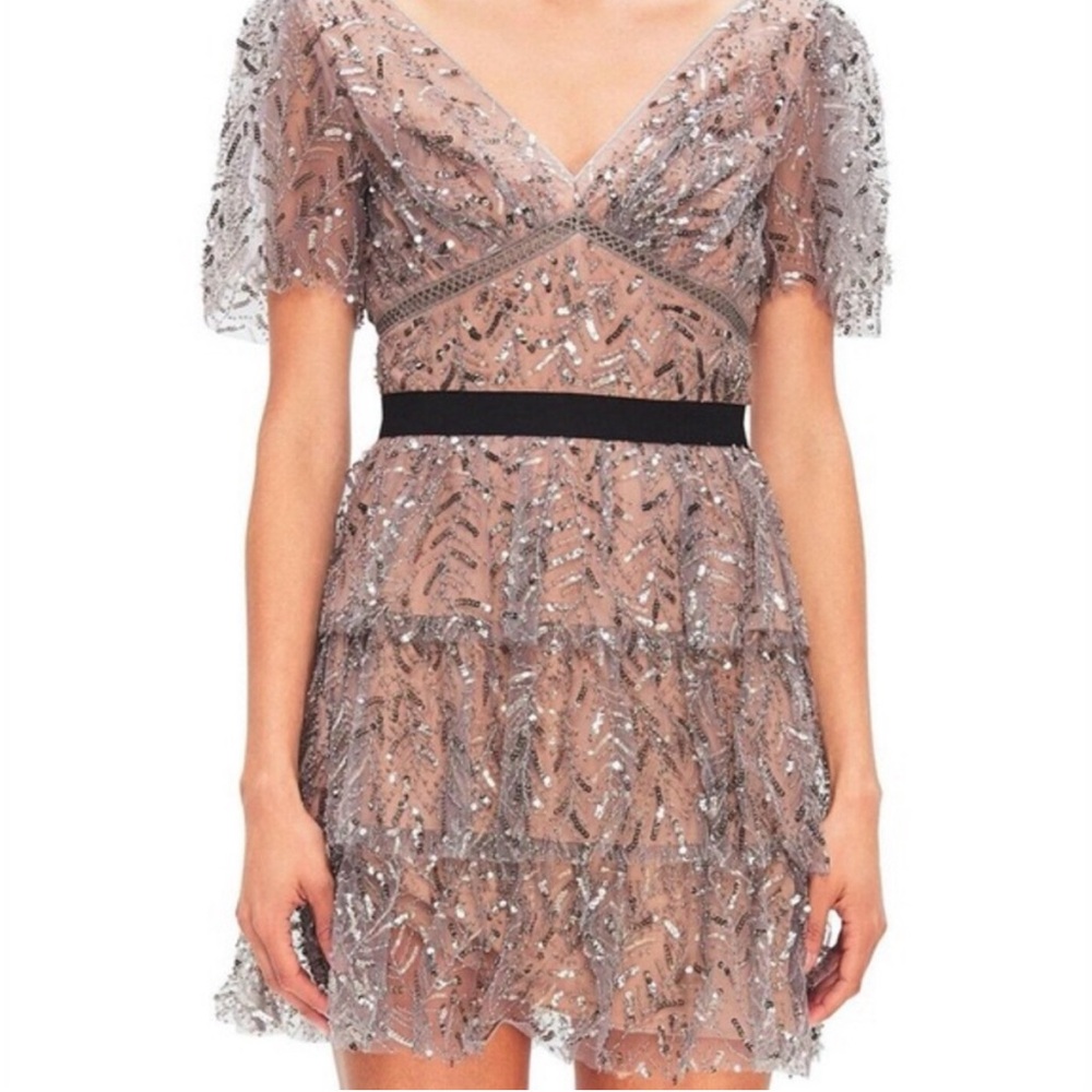 Self portrait leaf sequin mini dress fast shipping